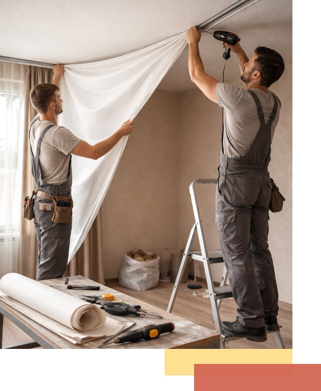 Замена полотна натяжного потолка в Серове быстро и качественно