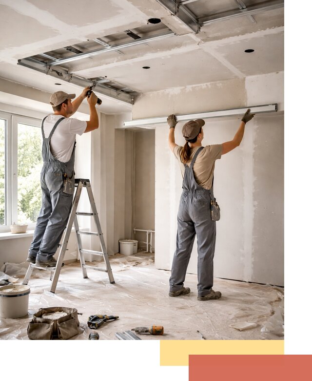 Монтаж многоуровневого потолка из гипсокартона в Серове