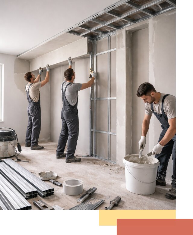 Монтаж потолка из гипсокартона с нишей в Серове