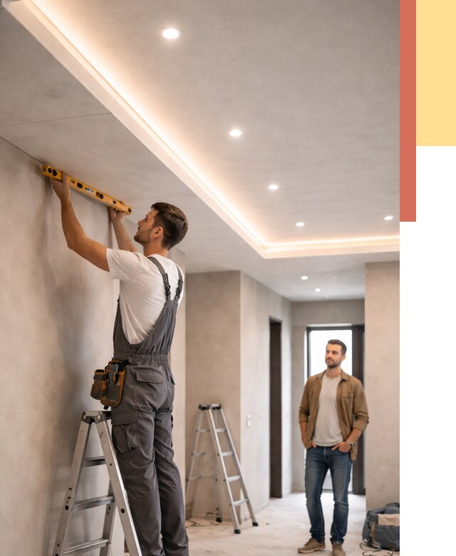 Потолок из гипсокартона с подсветкой в Серове от 765 руб./м2 под ключ | ОТДЕЛОЧНИК-Срв