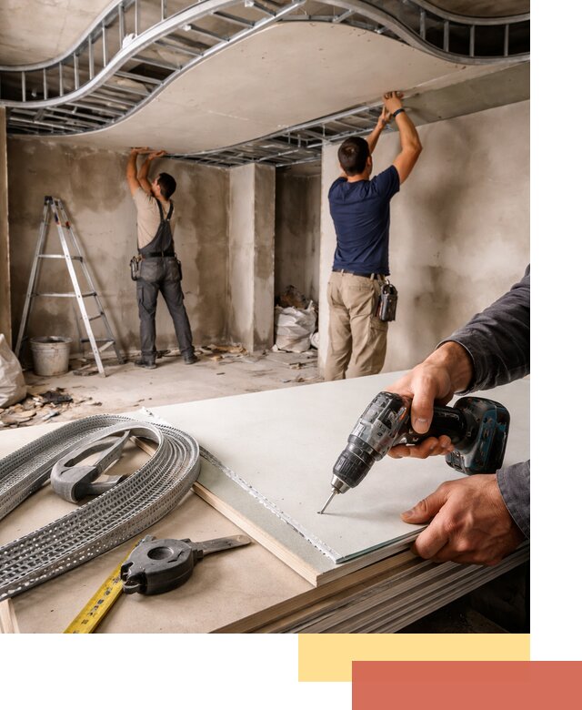 Криволинейный потолок из гипсокартона в Серове — монтаж и отделка