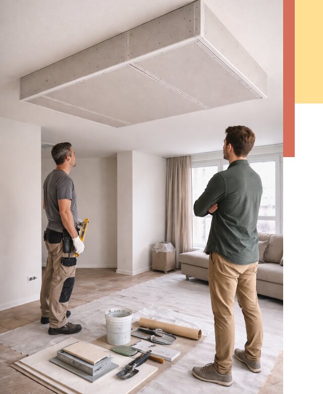 Короб на потолке из гипсокартона в Серове от 2244 руб. — монтаж и услуги под ключ | ОТДЕЛОЧНИК-Срв