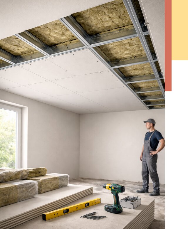 Звукоизоляция потолка ГКЛ в Серове от 969 руб. — монтаж под ключ | ОТДЕЛОЧНИК-Срв