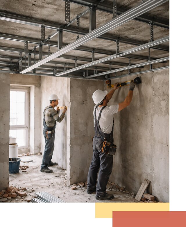 Монтаж каркаса потолка из профильного профиля в Серове