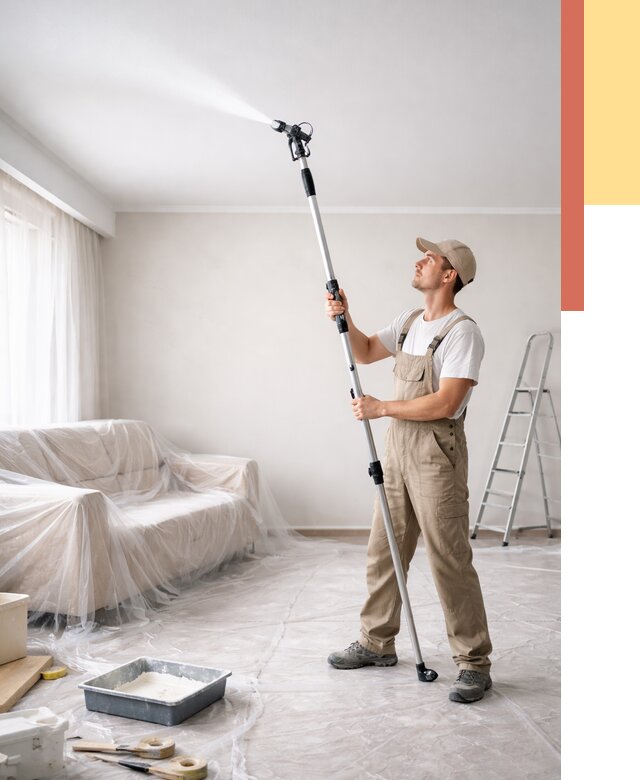 Покраска потолка краскопультом в Серове от 4591 руб. быстро и недорого | ОТДЕЛОЧНИК-Срв