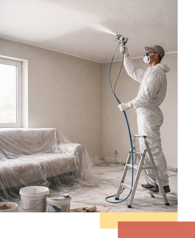 Покраска потолка краскопультом в Серове быстро и качественно