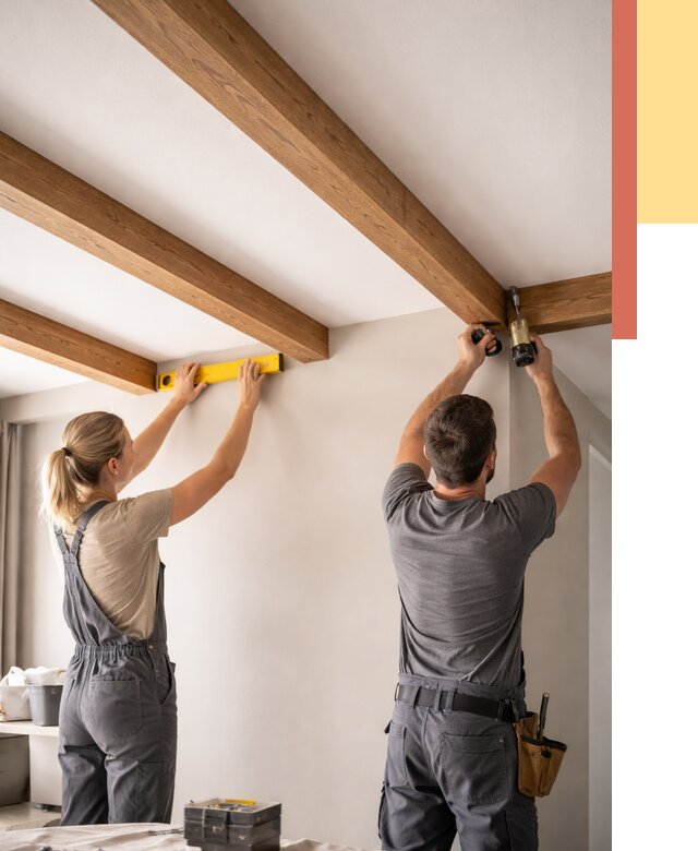 Монтаж декоративных балок на потолок в Серове от 4285 руб. — ОТДЕЛОЧНИК-Срв