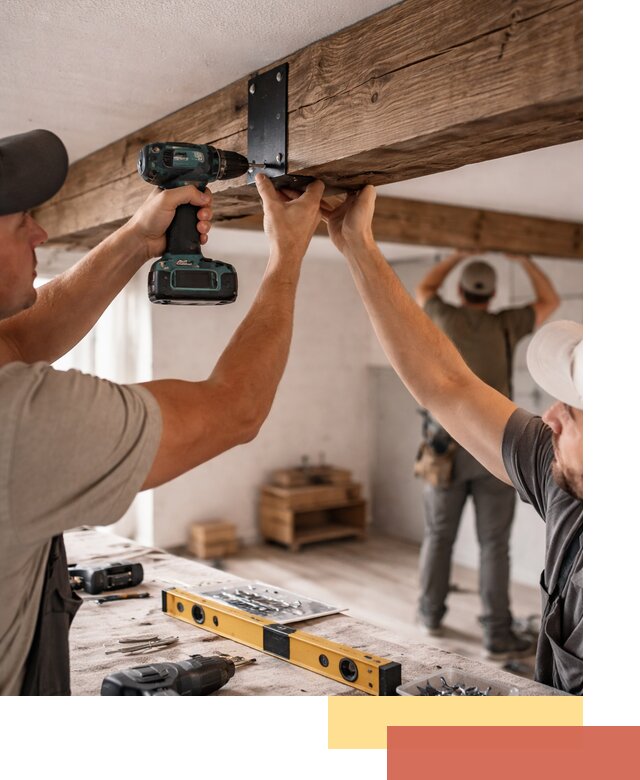 Монтаж декоративных потолочных балок в Серове